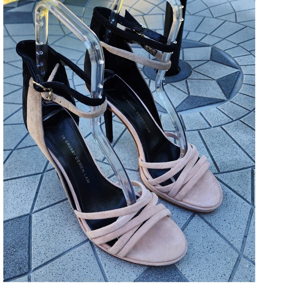 10 Crosby Derek Lam Jules Colorblock Suede Ankle Strap Heels 9.5 - Picture 12 of 12